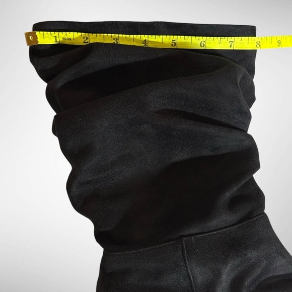 Womens Black Suede Slouchy Mid-Calf Boots Size 10M 3/4” Heel - Picture 11 of 15